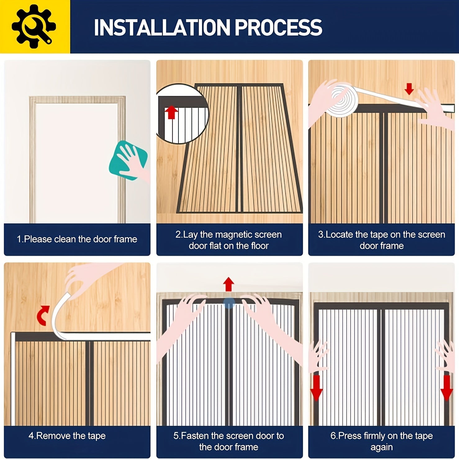 Magnetic Screen Door 37 x 83 Heavy Duty Screen Mesh