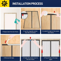 Magnetic Screen Door 37 x 83 Heavy Duty Screen Mesh