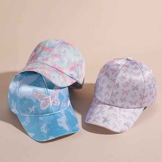 Girls Butterfly Unicorn Print Baseball Cap Sun Protection Hat