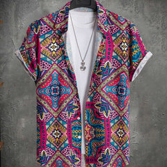 Boho Style Print Men's Hawaiian Shirt for Summer Vacation