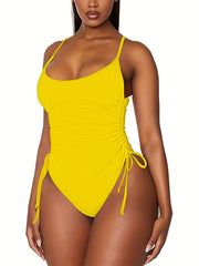  Solid Tummy Control One Piece Swimsuit