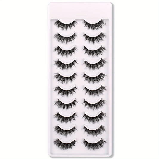 10 Pairs 3D Cat Eye False Eyelashes Faux Mink Lashes Fluffy Strip