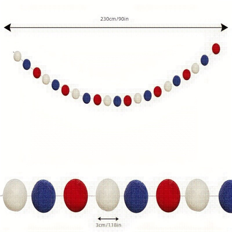 Wool Felt Ball Wreath Colored Pompon Wreath 20 Ball Wreath red 1PC