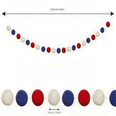 Wool Felt Ball Wreath Colored Pompon Wreath 20 Ball Wreath red 1PC