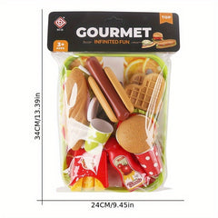 Kids Pretend Fast Food Set with Disassembled Hamburger