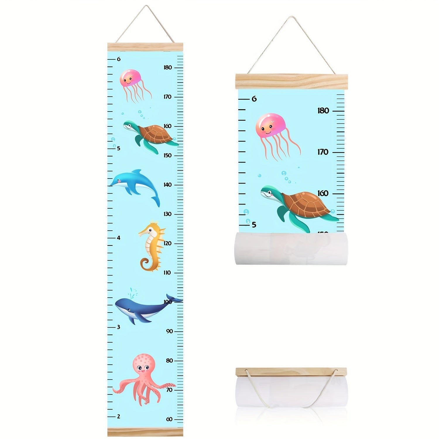 Sea World Canvas Growth Chart Kids Room Wall Decor