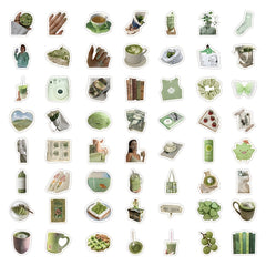 50pcs Green Fresh Waterproof Stickers for Water Bottle Laptop Phone Skateboard