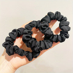 Vintage Wide Satin Scrunchie Hair Tie Head Rope High Ponytail Leather Band