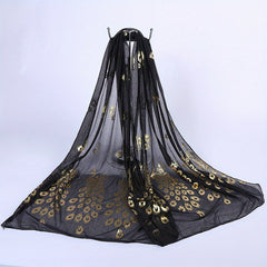 Peacock Hot Stamping Chiffon Shawl Scarf Wrap