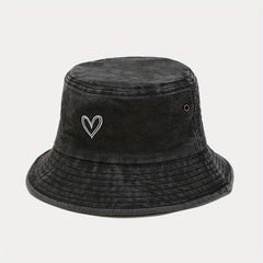 Sunshade Bucket Hat Love Pattern Embroidered Sun Hat