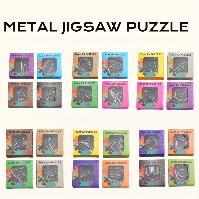 24pcs Metal Puzzle Toy Set Brain Teaser Ring Unlocking Game