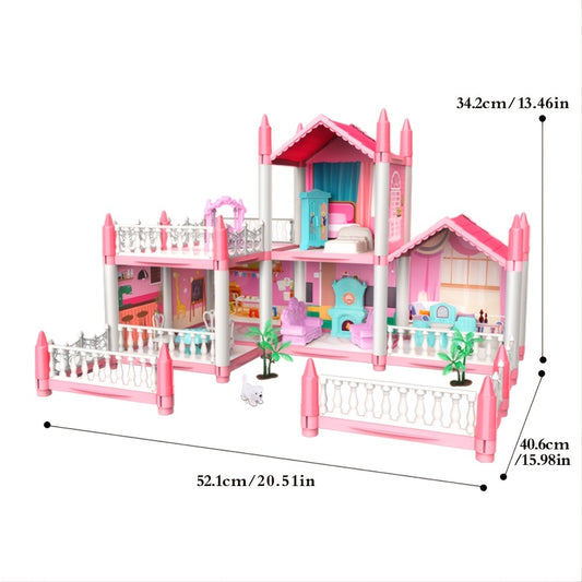 Pink Girls Toy House 2 Tier 5 Room 1 Terrace Assemble DIY Villa Castle