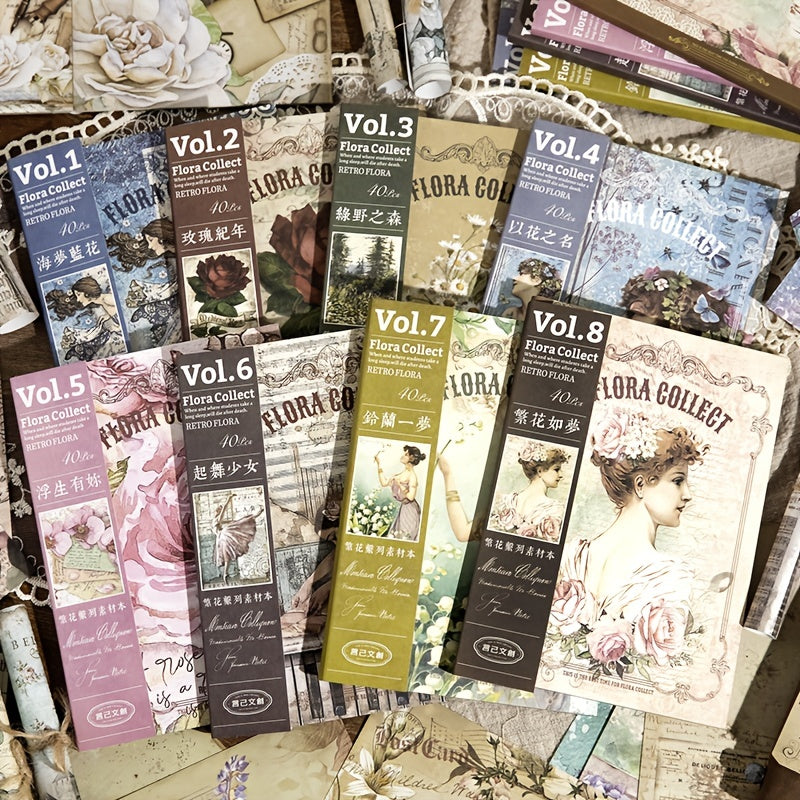 40 Pieces Retro Paper Rose Flower Manual Material Paper 17x53 cm