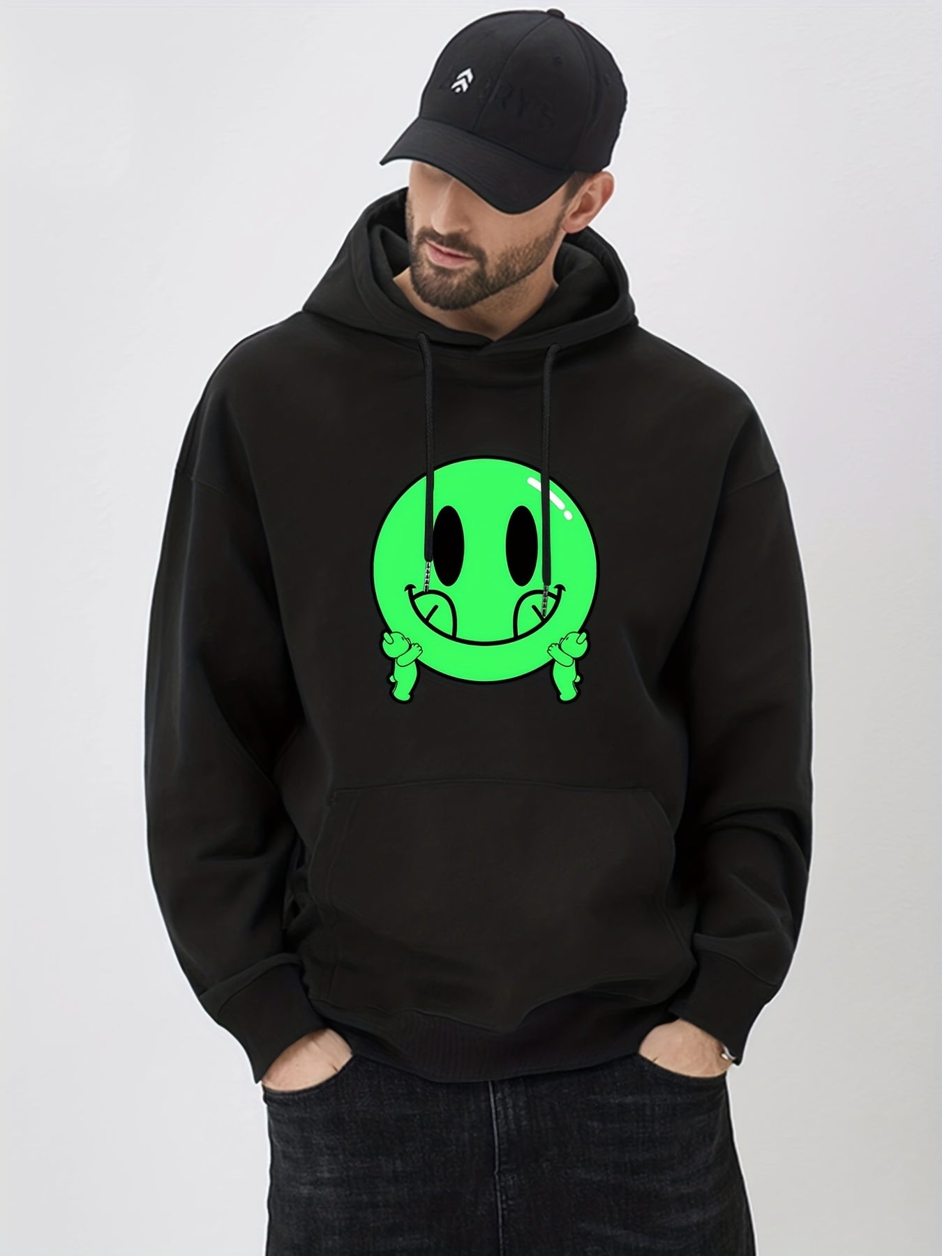 Smile Face Print Hoodie for Men