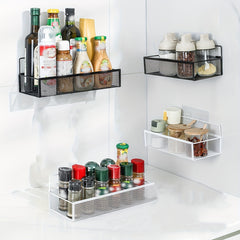 Wall-mounted Grid Storage Rack for Kitchen Supplies & Spices