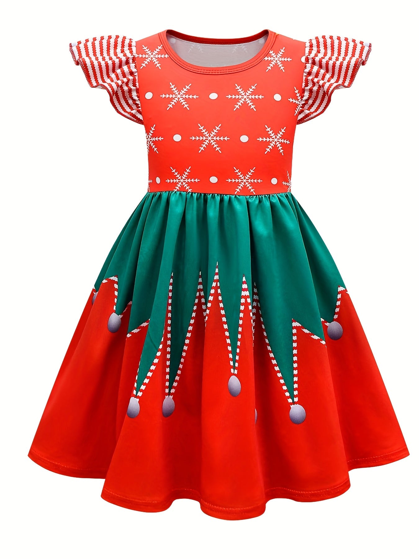 Girl's Christmas Costume Snowflake A-line Dress Kids Clothes For Party