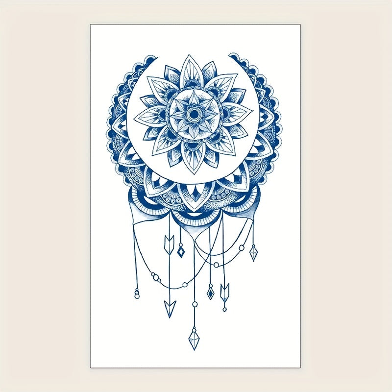 Herbal Juice Semi Permanent Tattoo Sticker Lace Tassel Pattern Body Art Tattoo