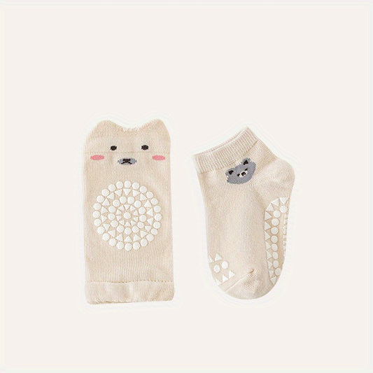 2Pcs Baby Girls Silicone Knee Sleeves & Non-slip Socks Set