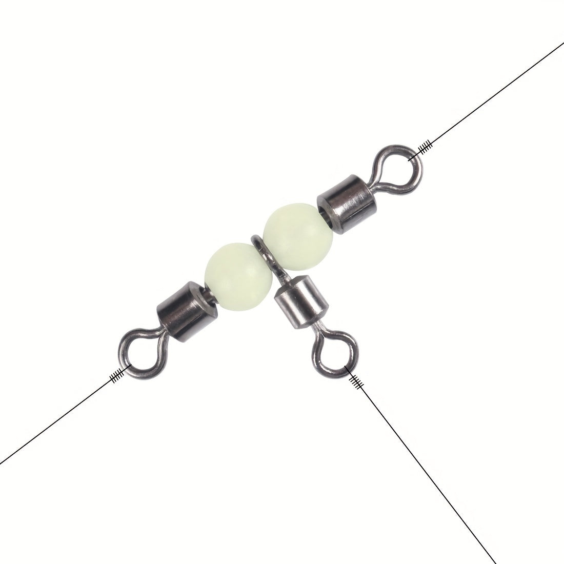 10pcs Luminous Beads Cross Line Rolling Swivel Fishing Accessories