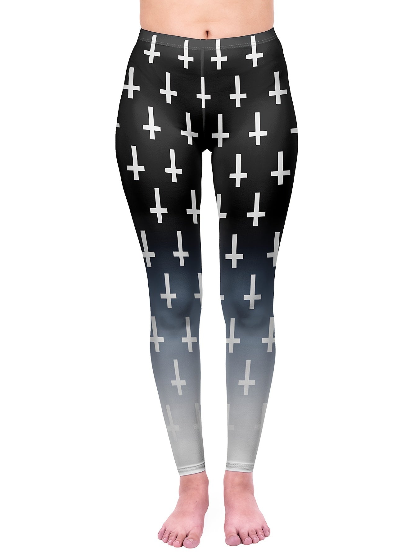 Ombre Print Stretch Leggings High Waist Slim Fit Women's Leggings