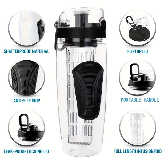 1L Sports Water Bottle with Fruit Infuser Easy to Clean