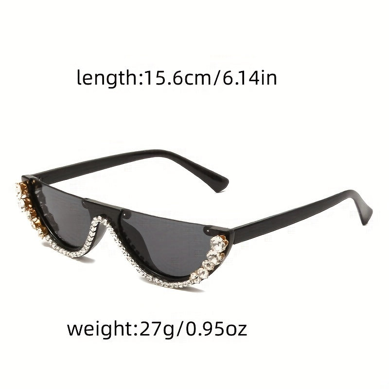 Y2K Rhinestone Decor Flat Top Sunglasses UV400