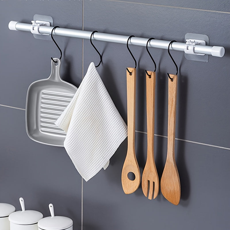 2pcs Adhesive Hanging Pole Holder No Drilling Curtain Rod Holder