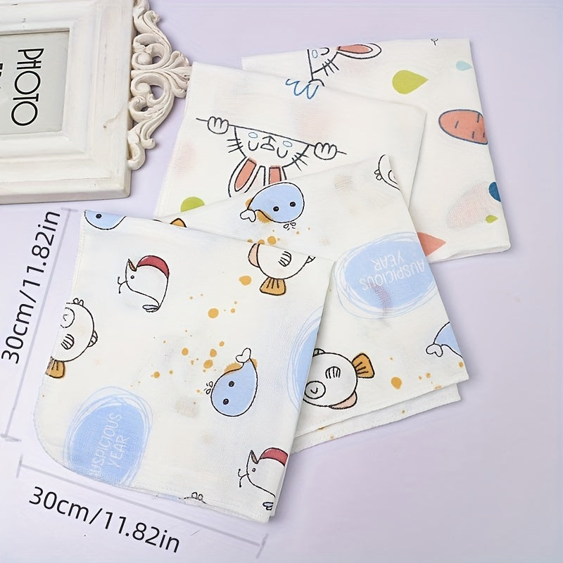 Random Double Layer Printed Fabric Yarn Handkerchief Washcloth Feeding Towel Bib