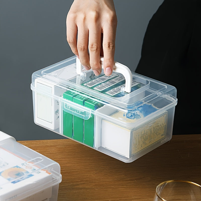 1PC Portable Storage Box Transparent Plastic Box With Lid Desktop Miscellaneous