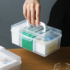 1PC Portable Storage Box Transparent Plastic Box With Lid Desktop Miscellaneous