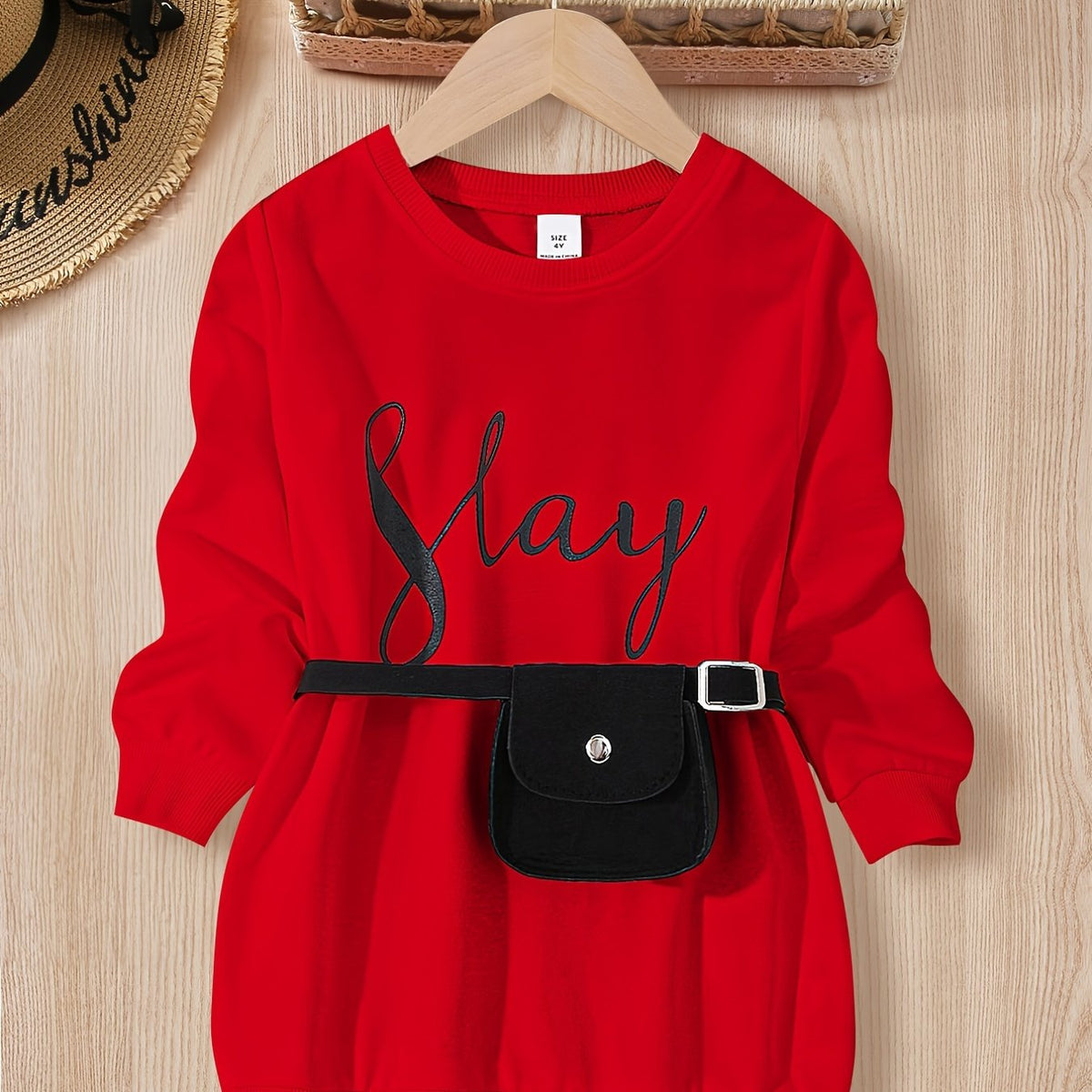 Girls Letter Print Crew Neck Sweatshirt