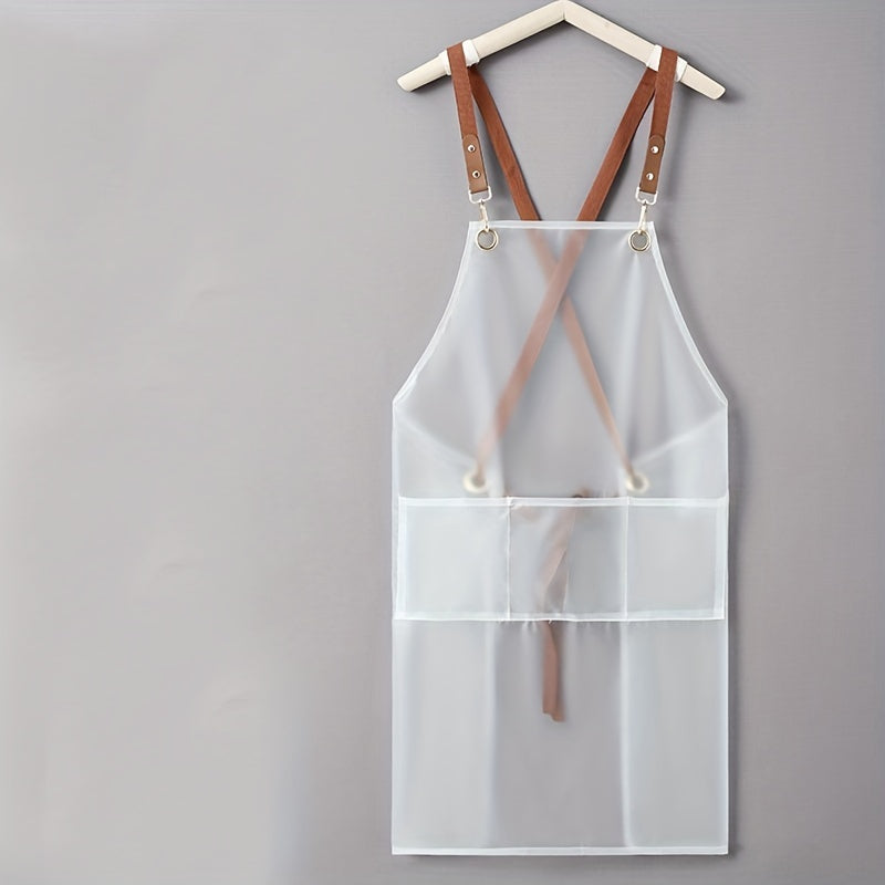 TPU Transparent Apron with Pockets & Stain Resistant Halter Apron