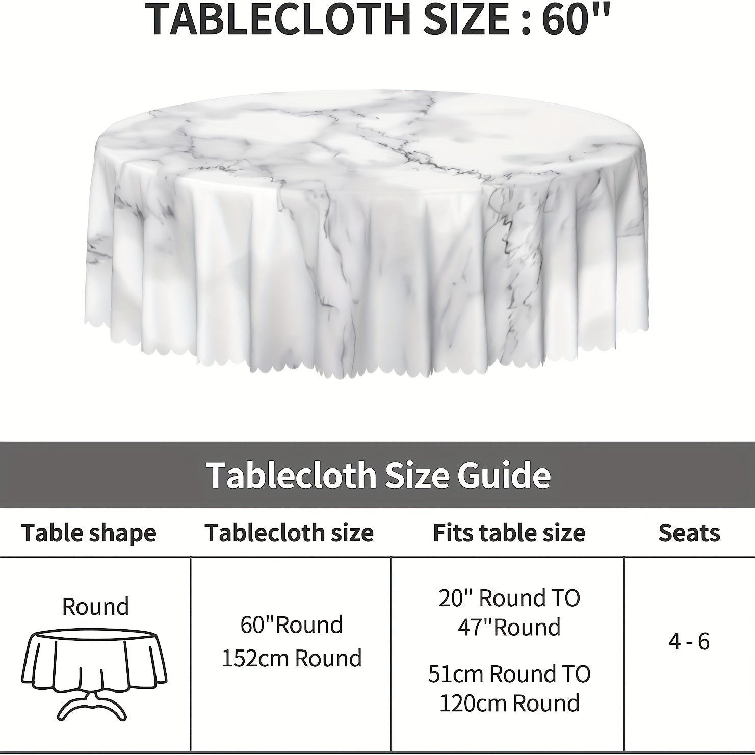 Modern Marbled Tablecloth Waterproof Stain Resistant Circle Table Cover