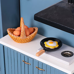 Dollhouse Miniature Chicken Egg Basket for Kitchen Scene Model