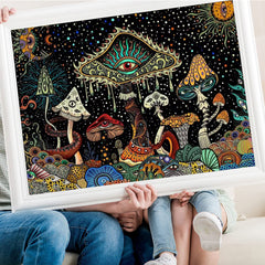 Moon Mushroom Eyes Diamond Painting Kit - Full Round Diamond Art Painting