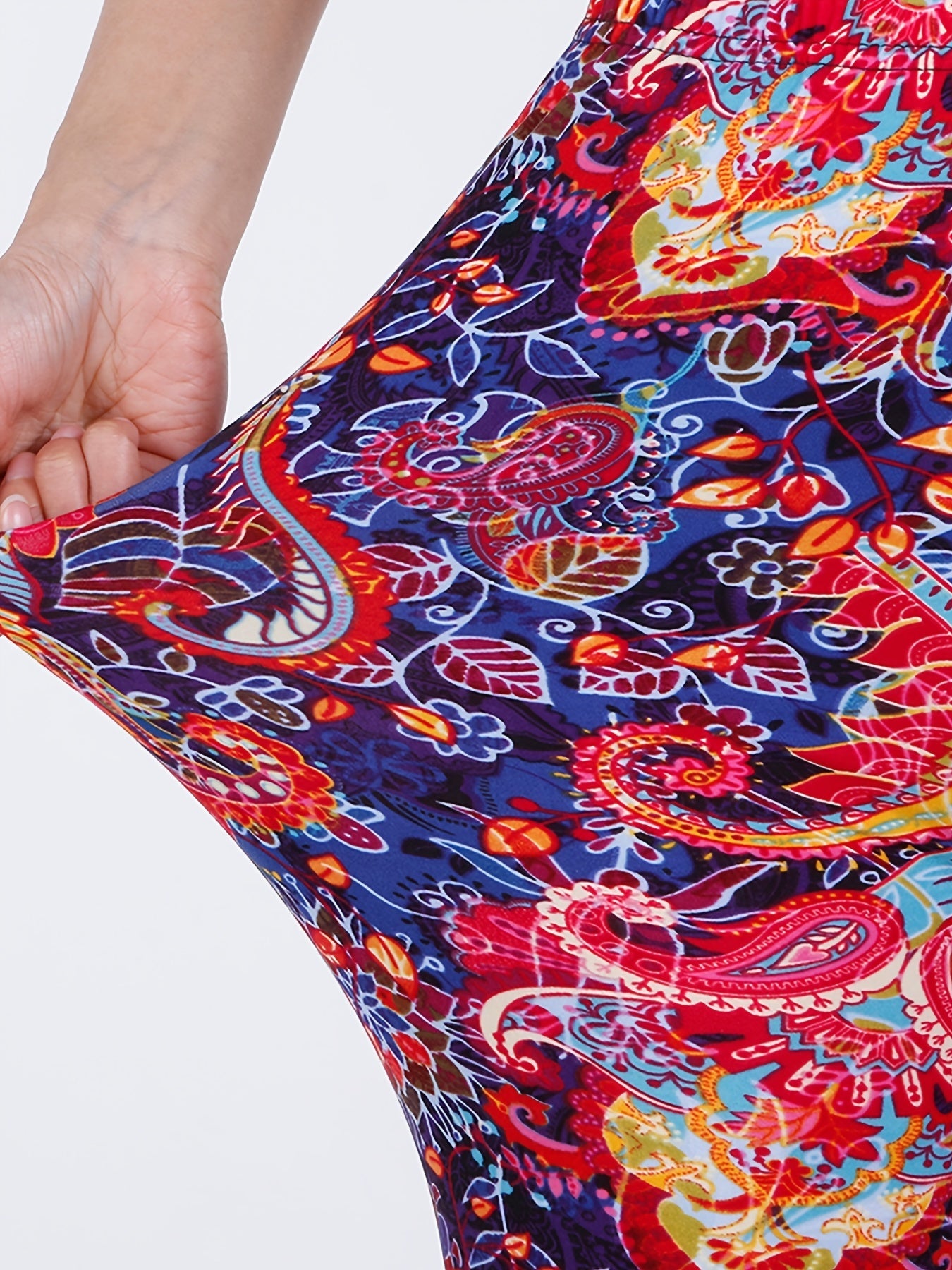 Paisley Print Skinny Capris Leggings for Women