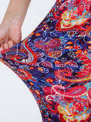 Paisley Print Skinny Capris Leggings for Women