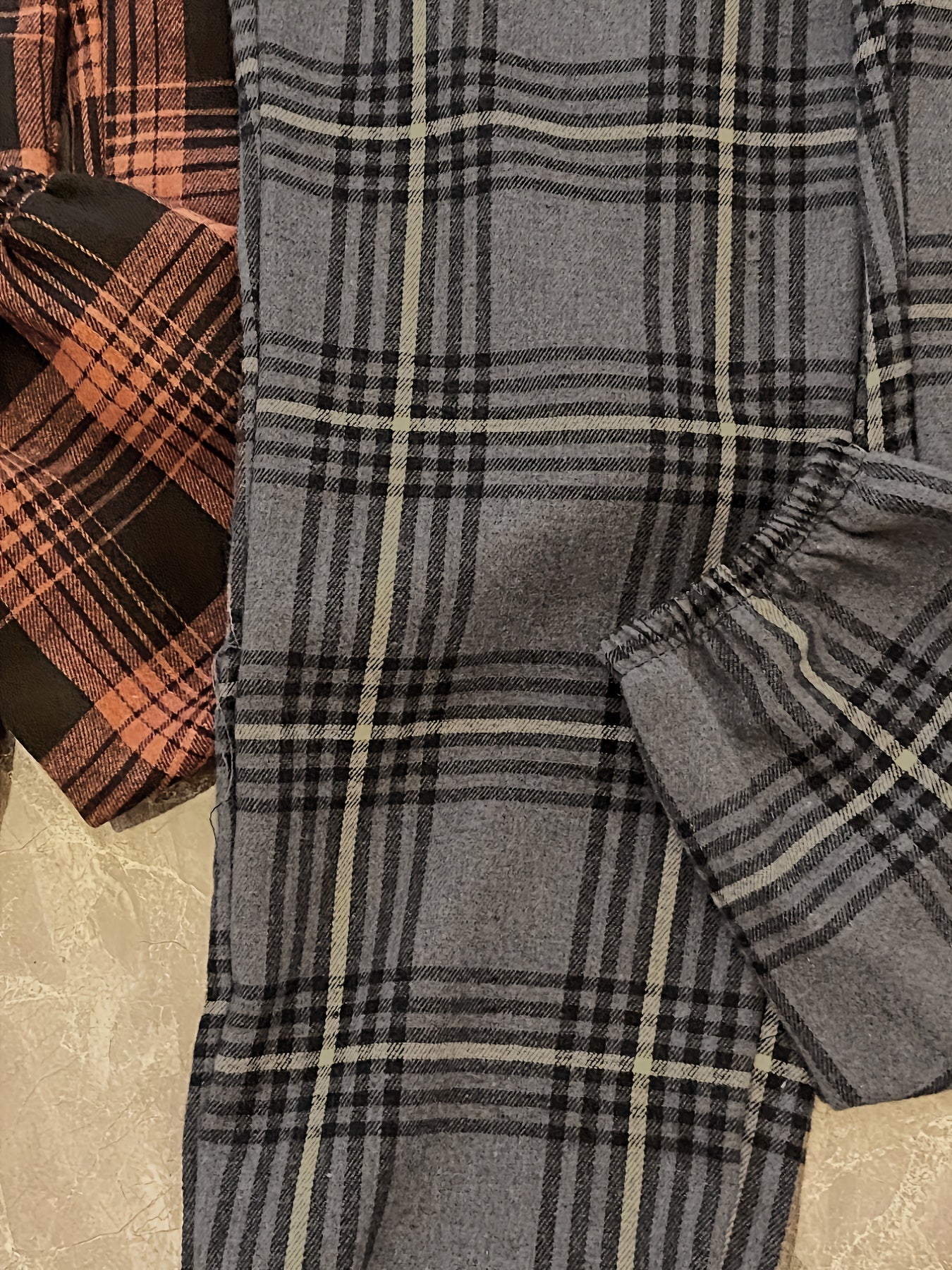 2pcs Plaid Sleep Bottoms Elastic Waistband Pants Women's Sleepwear