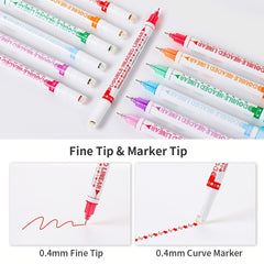 6pcs Double Headed Roller Stamp Watercolor Pens for All Ages