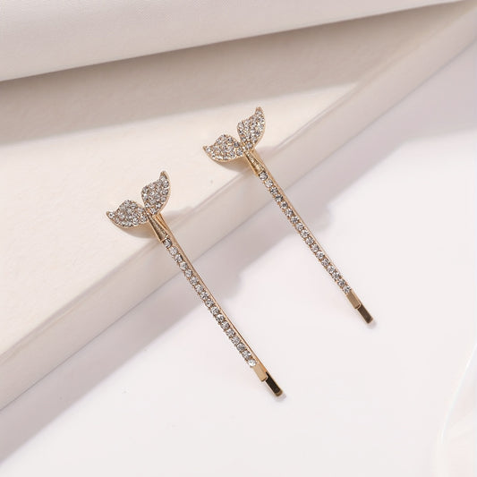 2pcs Mermaid Tail Hair Clip Bobby Pin Barrette Rhinestone Hair Slides Clip