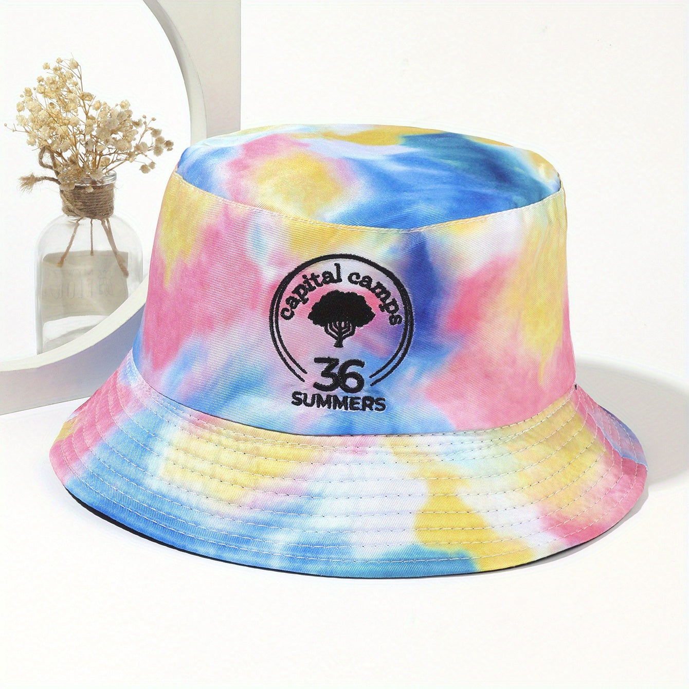 Tie Dye Reversible Bucket Hat Laser Print Unisex Basin Hat