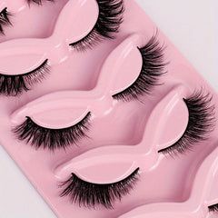 5 Pairs Fox Eye Lashes Natural Winged End Thick Eyelashes
