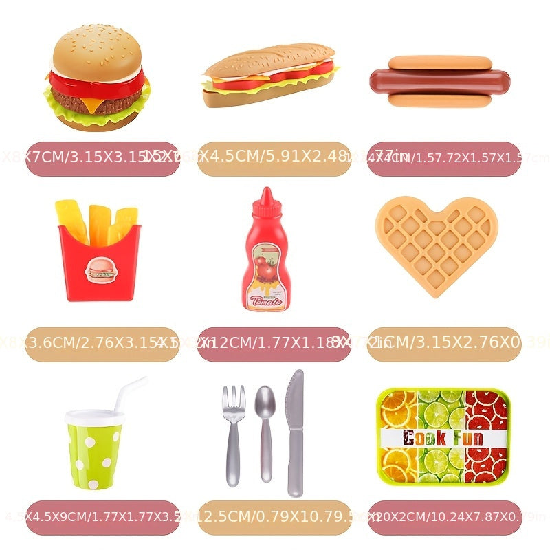 Kids Pretend Fast Food Set with Disassembled Hamburger