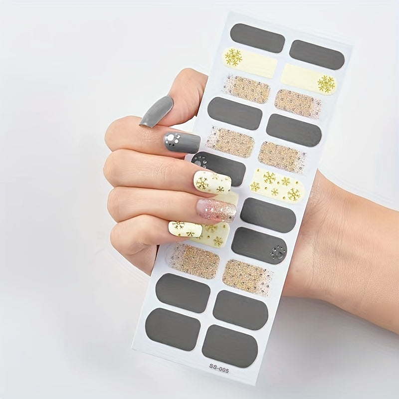 Self Adhesive Nail Stickers Glitter Glossy Waterproof Nail Art Decoration