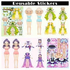 6 Sheets Cartoon Pink Beauty Stickers for Party Puzzle Fun DIY