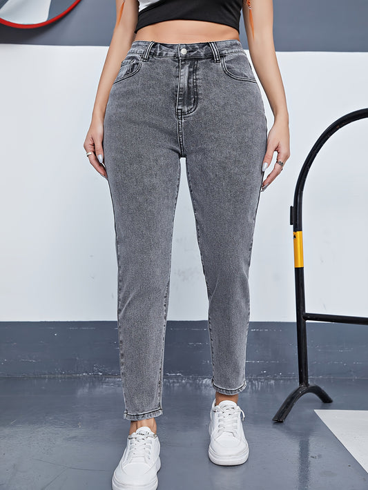  High Rise Tapered Leg Jeans