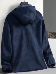Men's Printed Zip Pocket Hooded Jacket - Small Size & Order Size Up