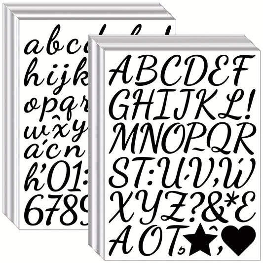 Vinyl Cursive Letters & Numbers Stickers Set 2 DIY Alphabet Decals
