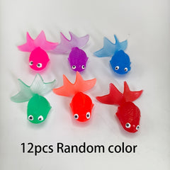 12pcs Kids' Summer Fun Floating Goldfish Toy Soft Rubber