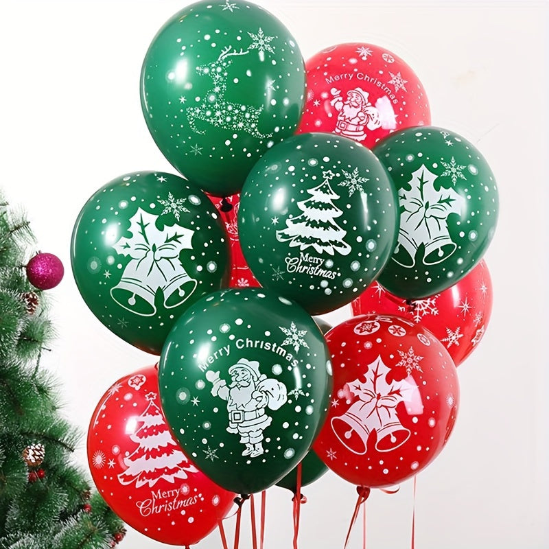 22pc Festive Latex Balloons Set Red Green Yellow for Holiday Party Decor